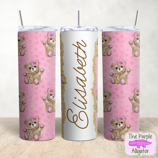 Teddy Bears on Pink 1986 Name Personalized (TWD) 20oz Tumbler