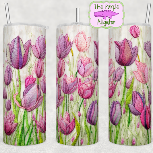 Tulips Embroidery (BT) 20oz Tumbler