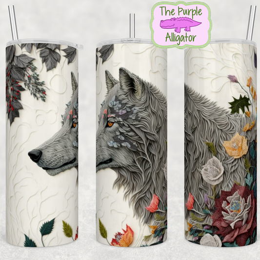 Wolf 2 Embroidery (BT) 20oz Tumbler