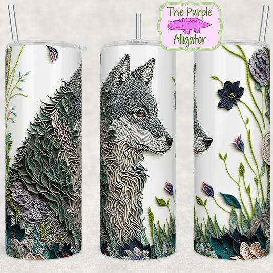 Wolf Embroidery (BT) 20oz Tumbler